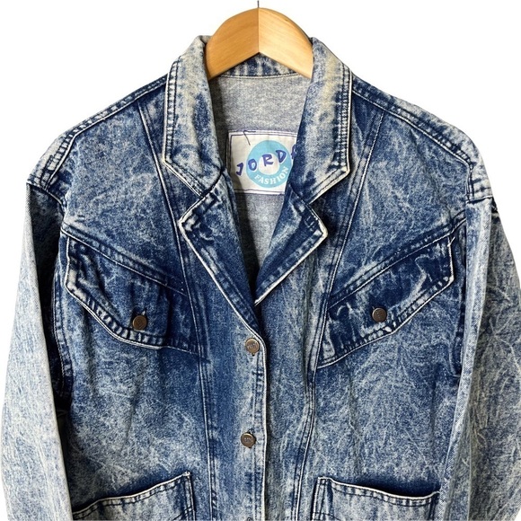 Jorda Oversized Acid Wash Denim Jean Jacket Blue Size Small 80’s Vintage - Picture 3 of 7